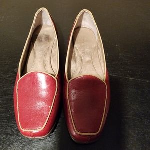 Red aerosols leather loafers